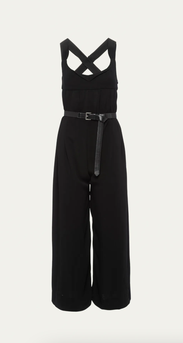 Prada Leather Belted Crepe Jumpsuit Size: S/XS