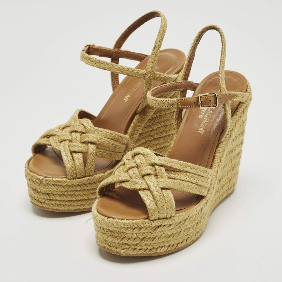 Saint Laurent Platform Wedge Espadrilles Size: 37