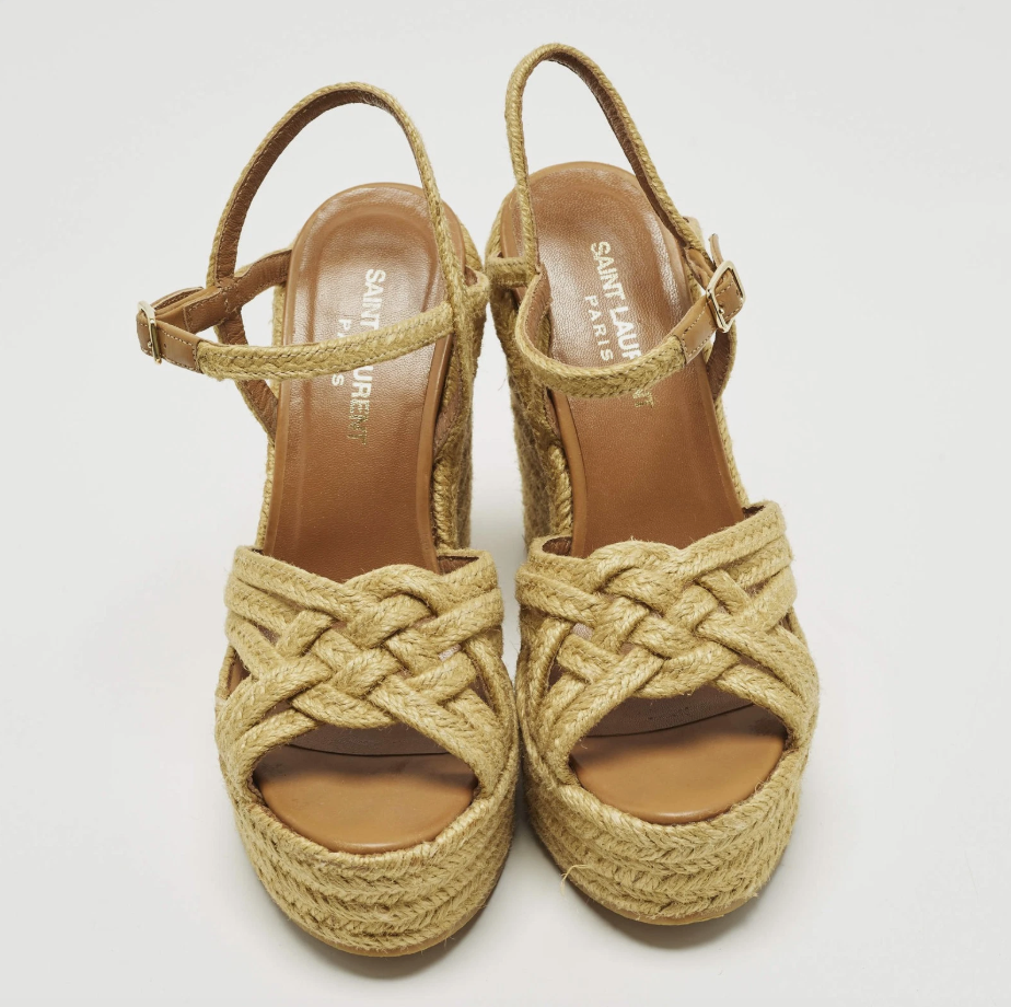 Saint Laurent Platform Wedge Espadrilles Size: 37