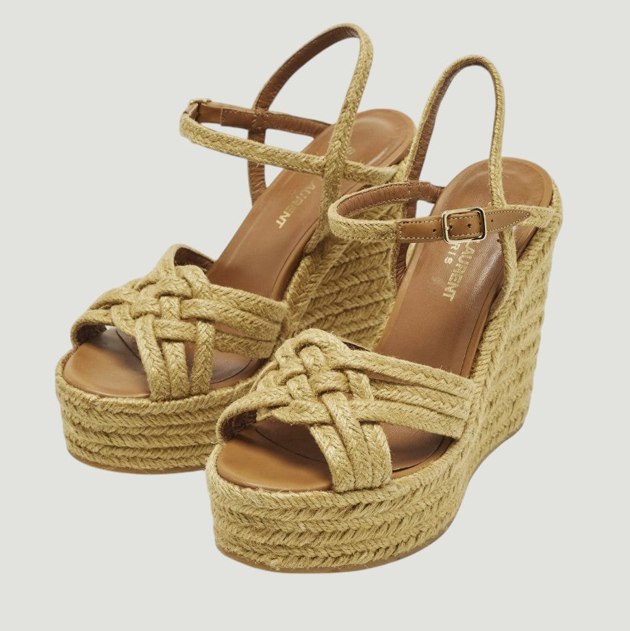 Saint Laurent Platform Wedge Espadrilles Size: 37