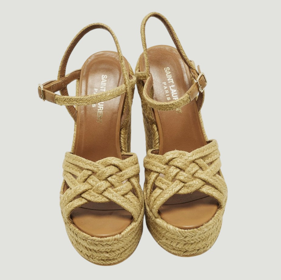 Saint Laurent Platform Wedge Espadrilles Size: 37
