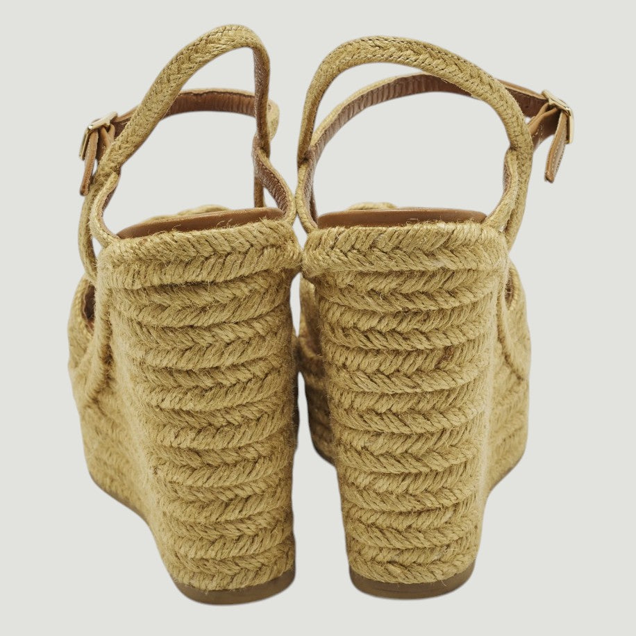 Saint Laurent Platform Wedge Espadrilles Size: 37
