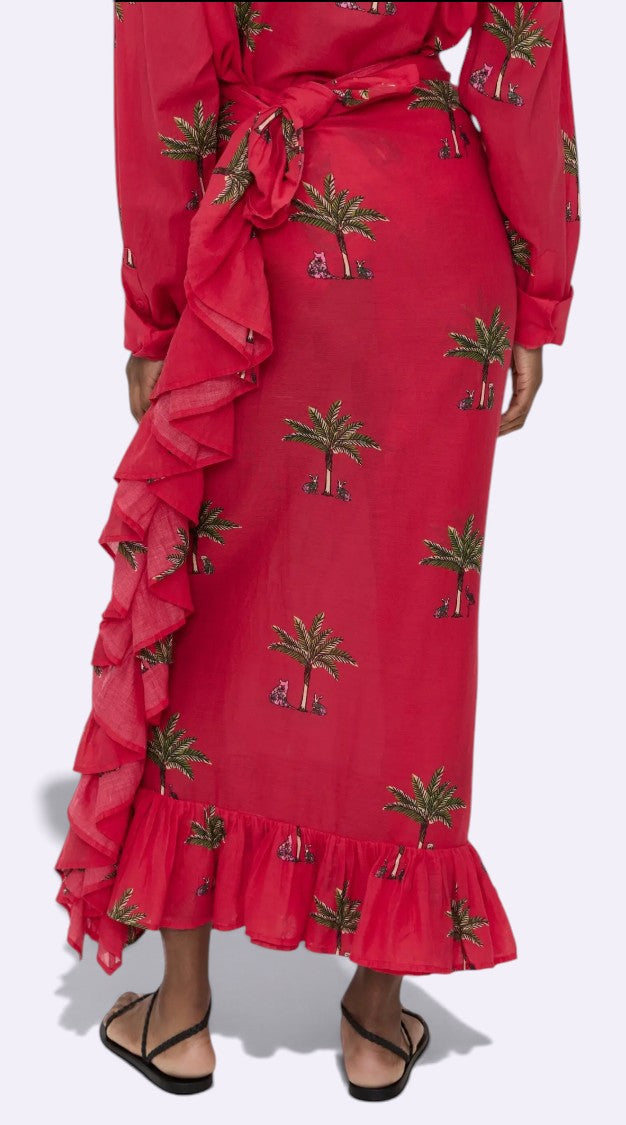 CONIGLIO Palm Beach Ruffle Maxi Pareo Size S
