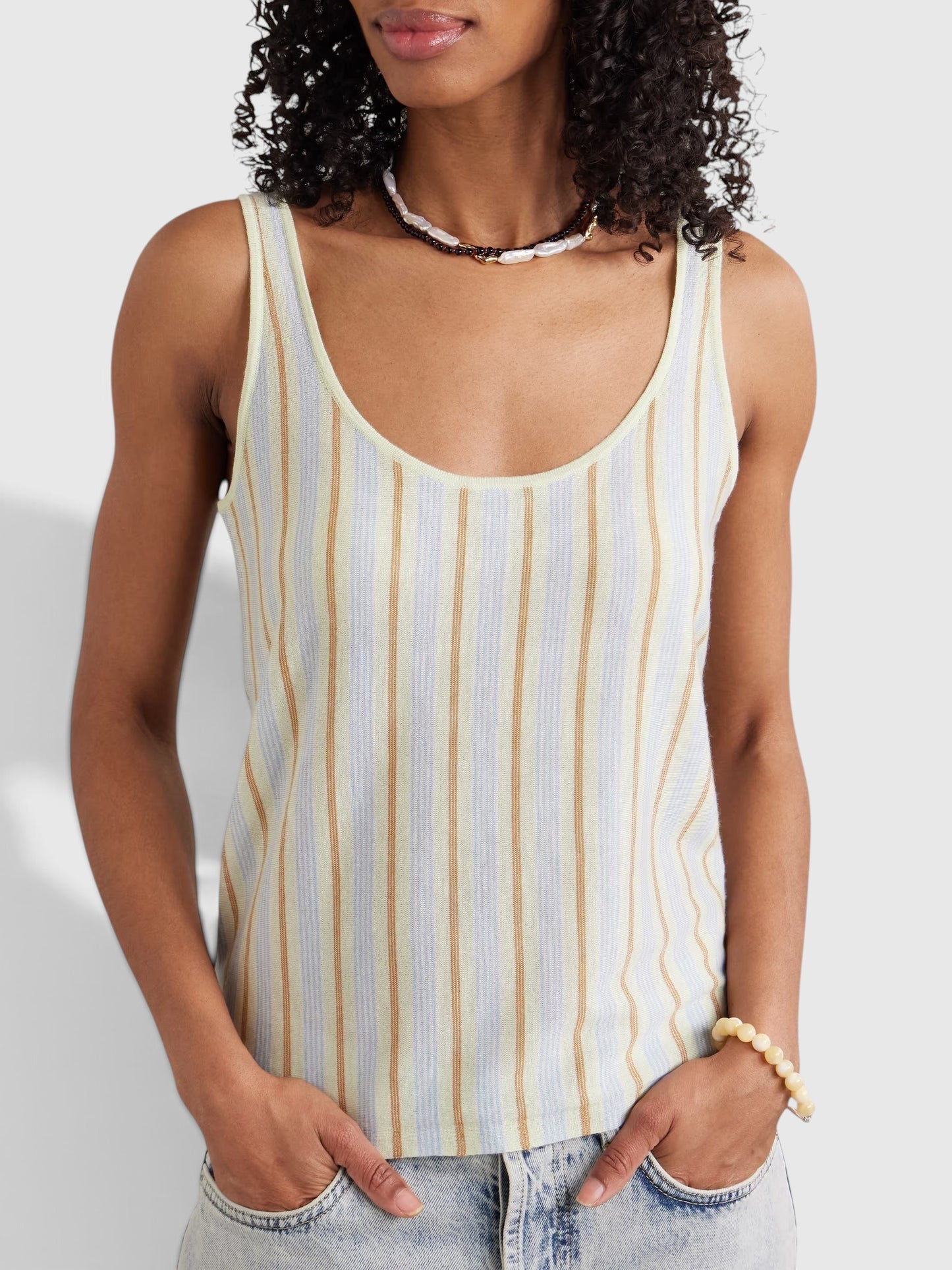 GUEST IN RESIDENCE Striped Cashmere Tank Size S