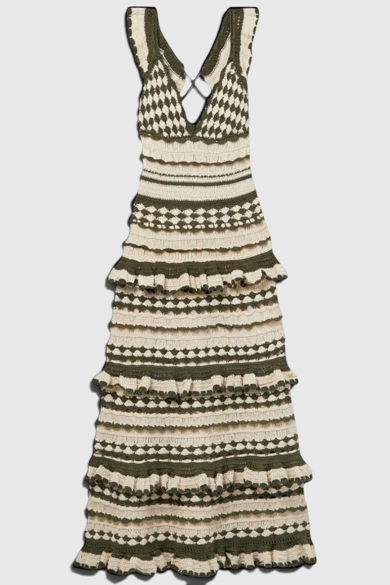 ZIMMERMAN Crochet Ruffled Midi Dress Size M