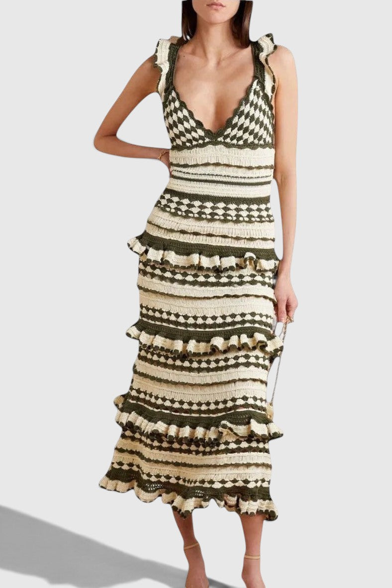 ZIMMERMAN Crochet Ruffled Midi Dress Size M