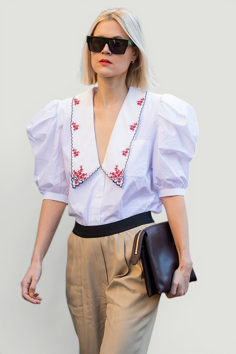 Miu Miu Embroidered Collar Blouse Size: L