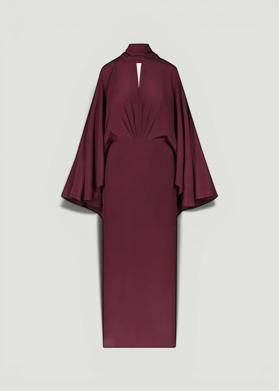 JOHANNA ORTIZ Burgundy Ankle Length Dress Size M