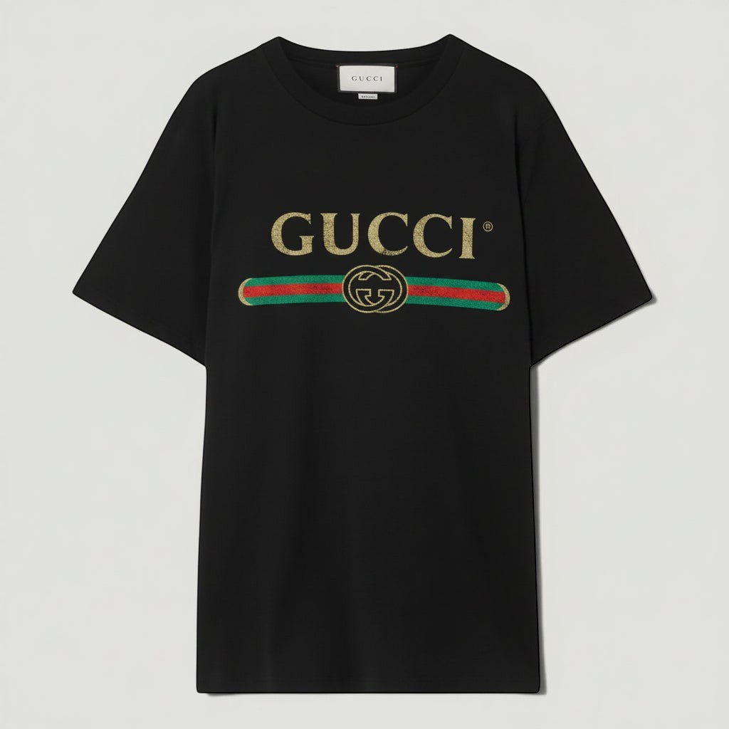 GUCCI Vintage Logo Black T-Shirt Size XXS