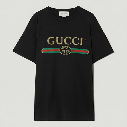 GUCCI Vintage Logo Black T-Shirt Size XXS
