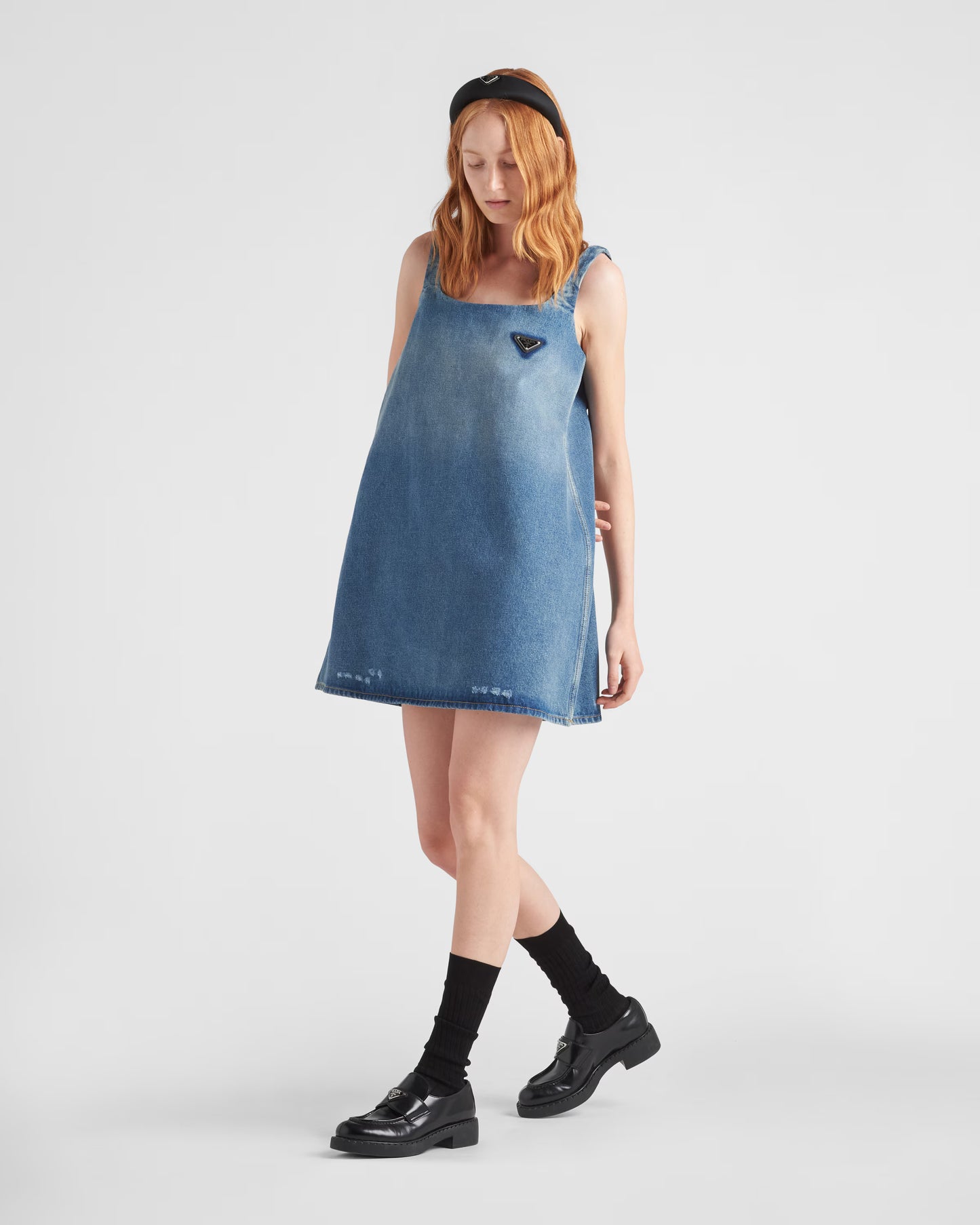 PRADA Navy Organic Denim Mini Dress Size: XS/S