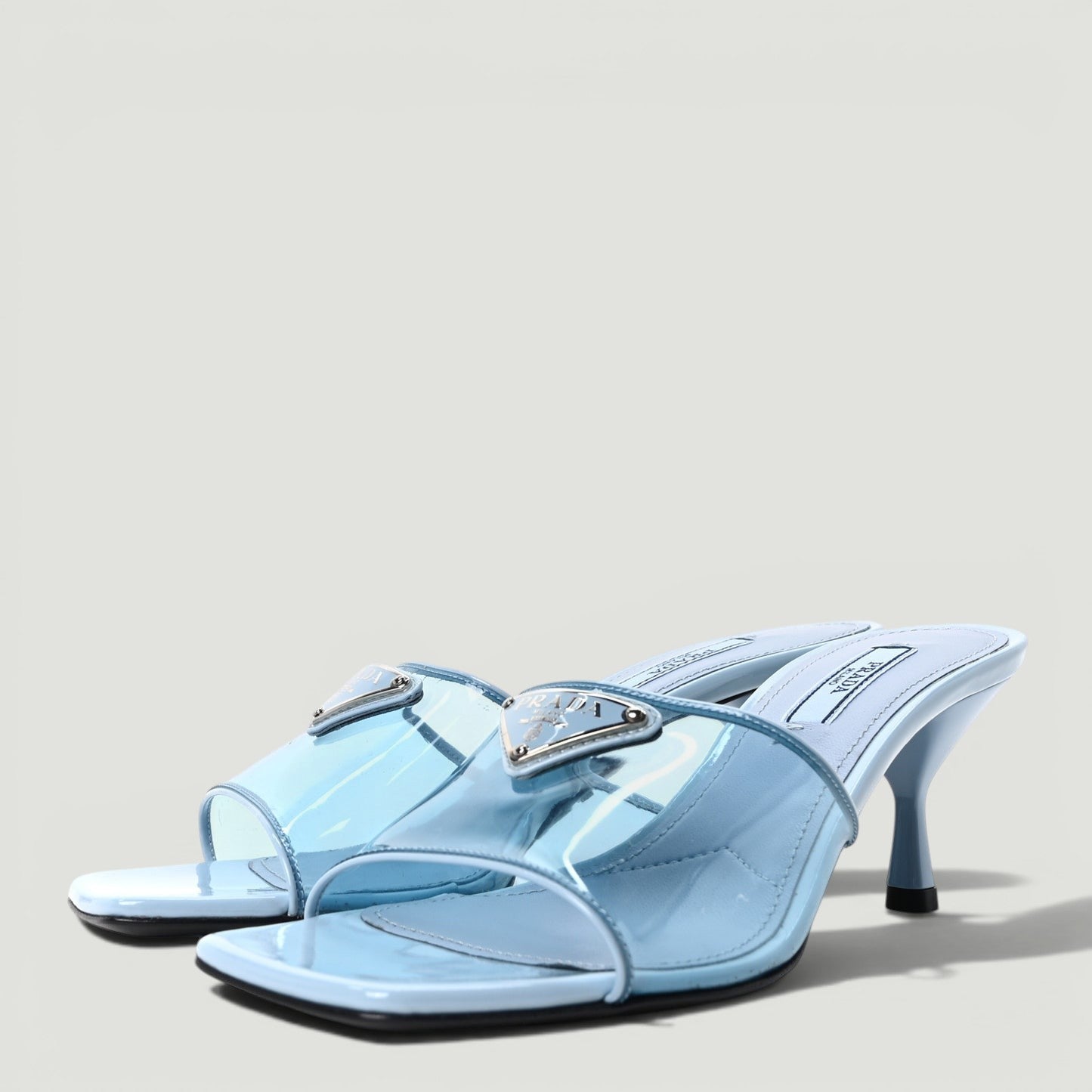 PRADA Metal Triangle Logo Slide SIZE 37