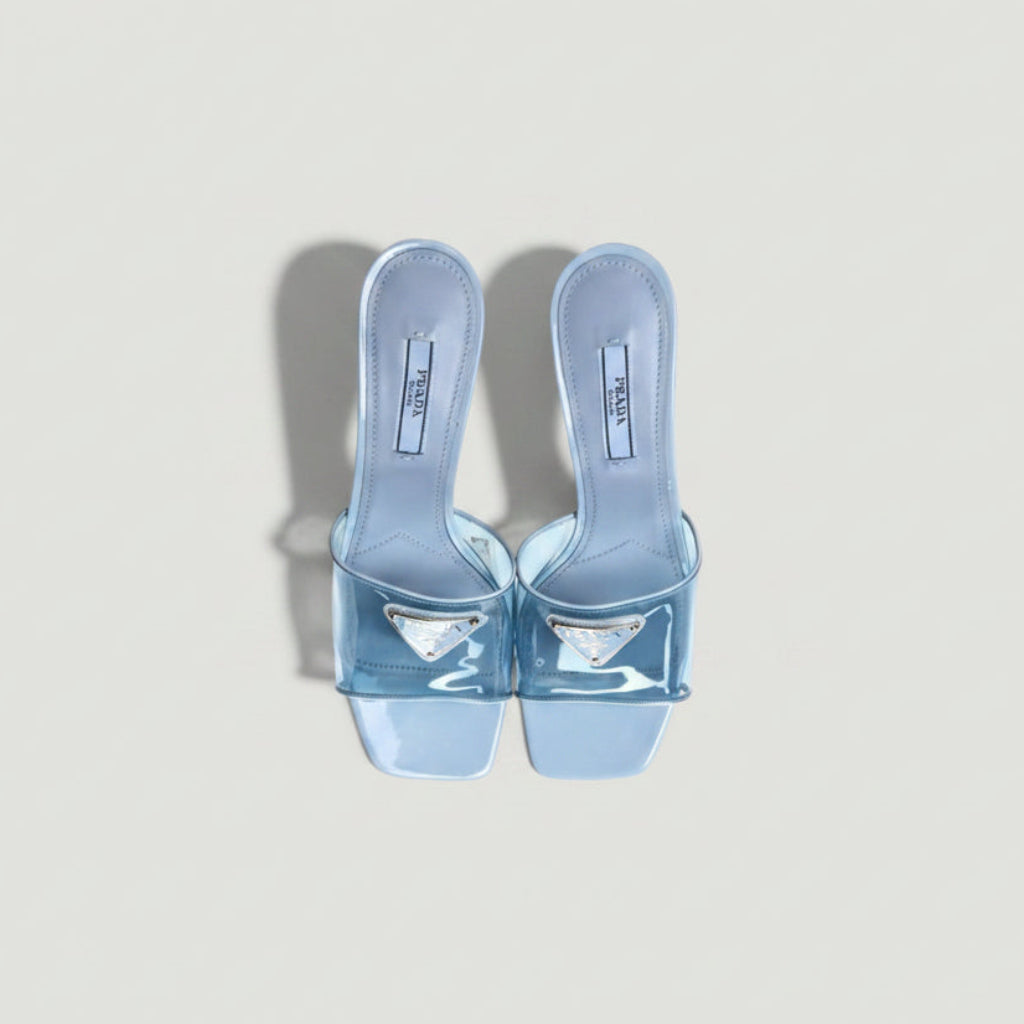 PRADA Metal Triangle Logo Slide SIZE 37