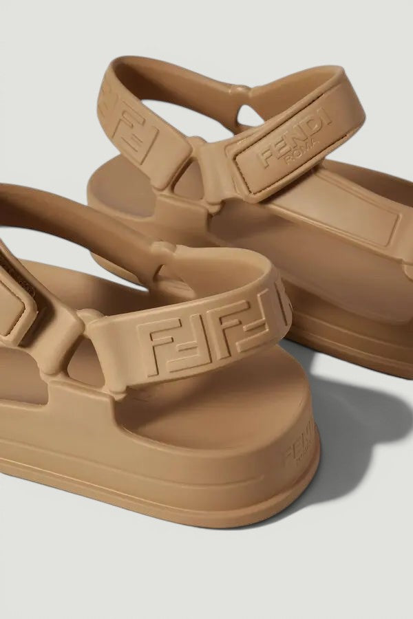 FENDI Logo Rubber Sandals SIZE 36