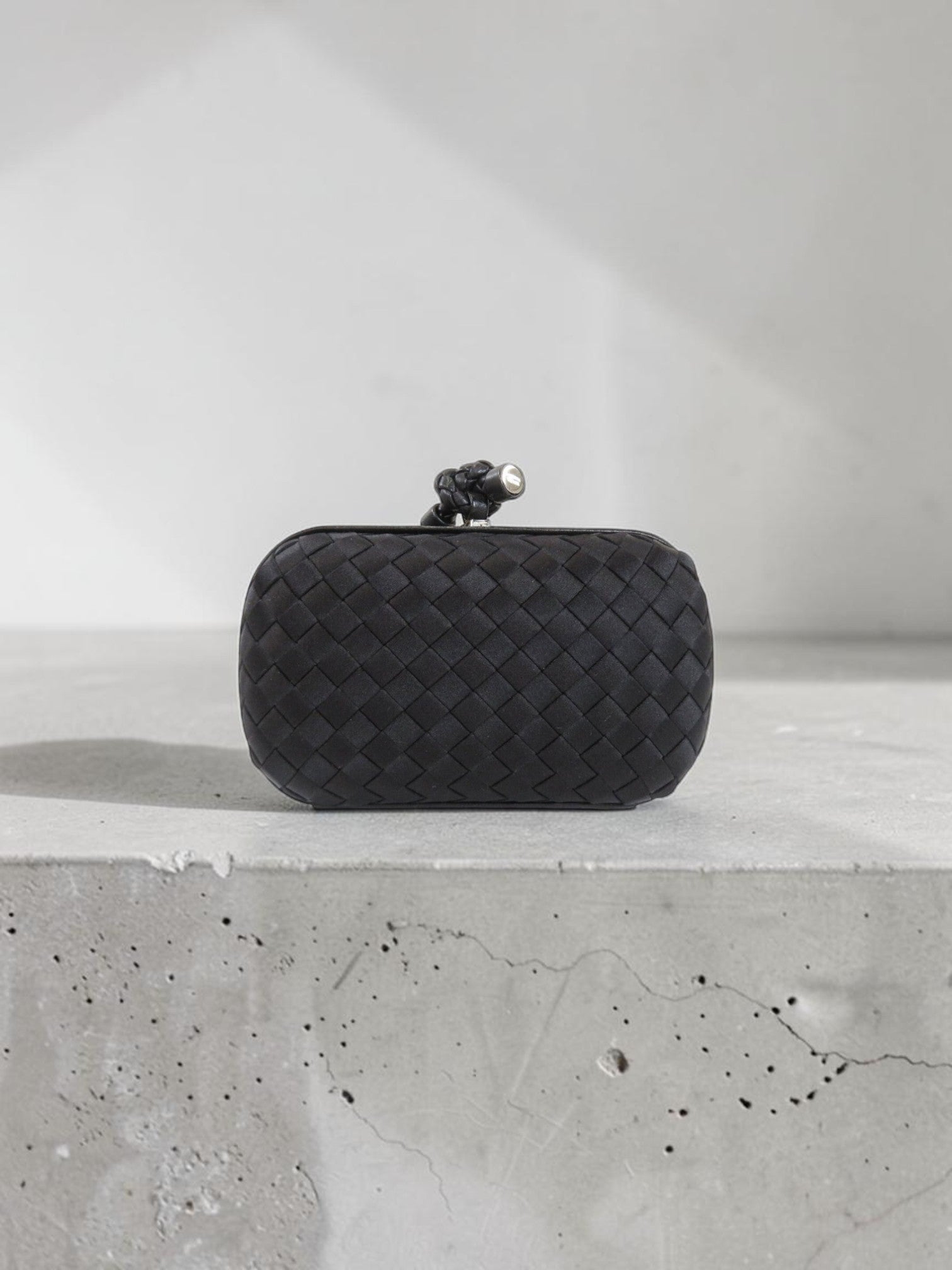 Bottega Veneta Satin Intrecciato Ayers Knot Clutch