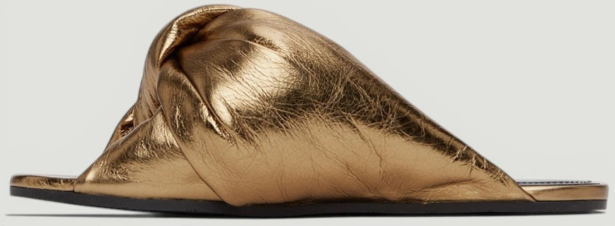 Balenciaga Gold Leather Knotted Slides Size 37