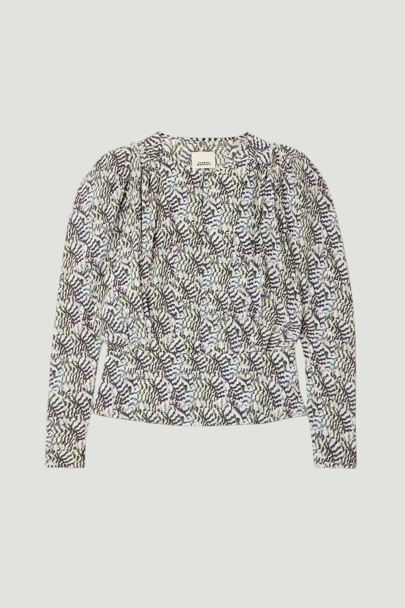 ISABEL MARANT Abstract Print Long Sleeve Blouse Size M
