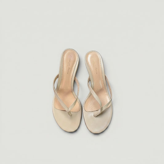 La Volta Gianvito Rossi neutral leather thong sandals with a slip-on design and minimalist style.