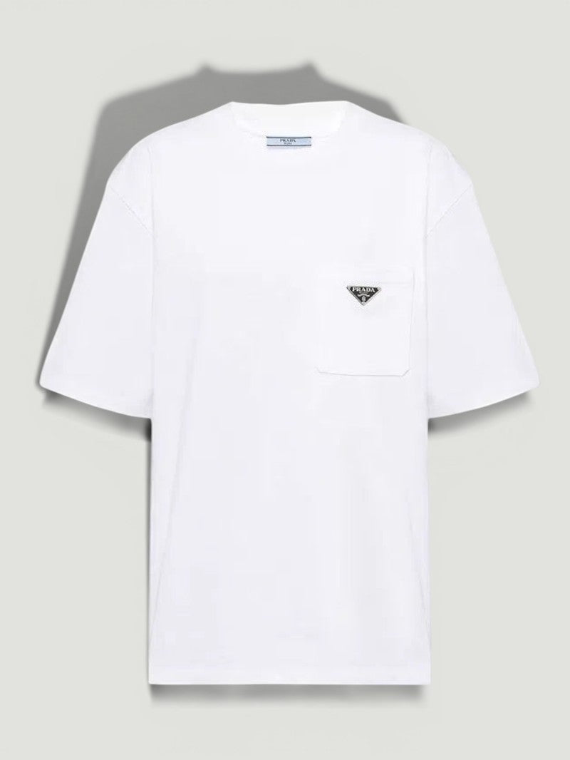 PRADA White Triangle Logo T-Shirt Size XS