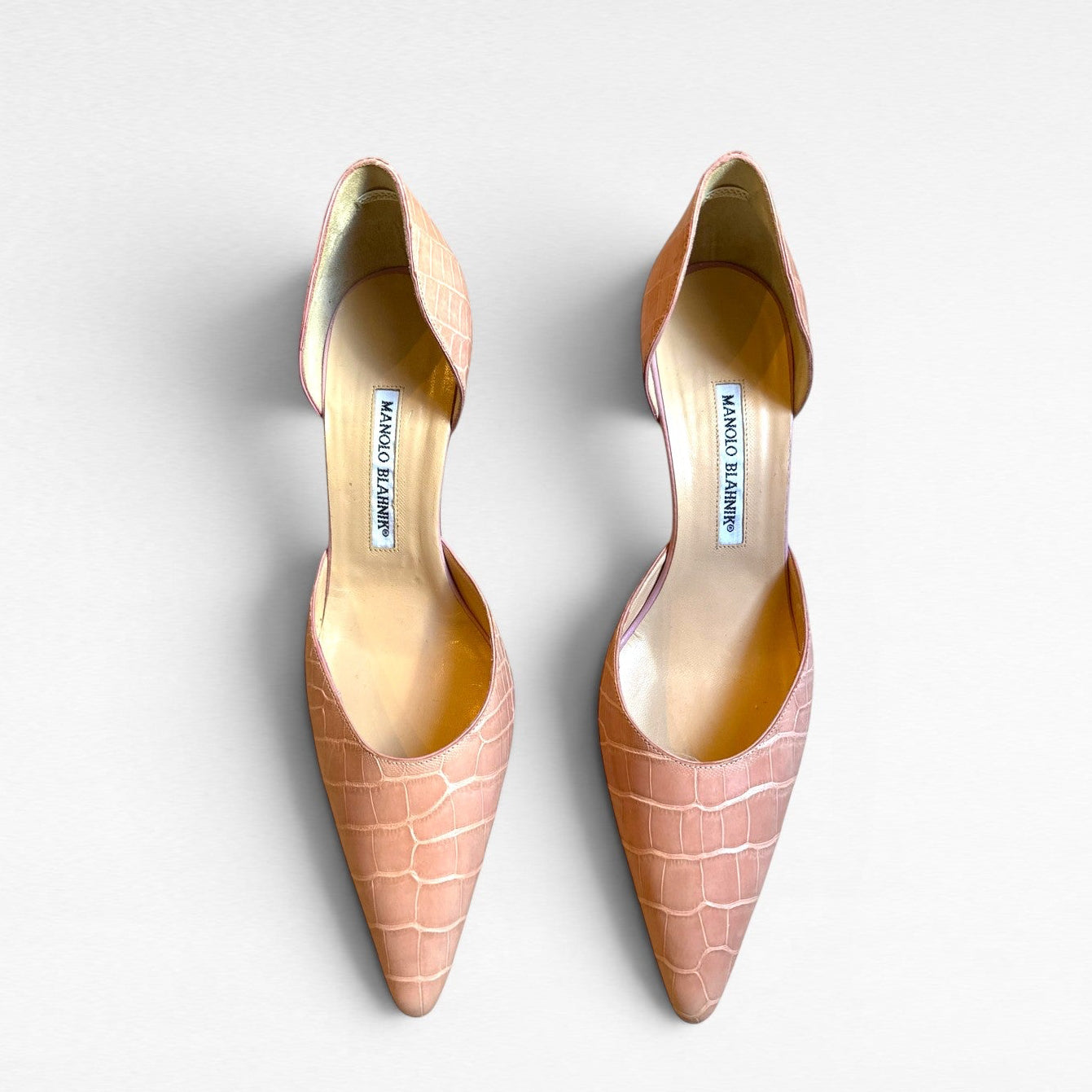 Manolo Blahnik Blush Croc Heel size 39.5