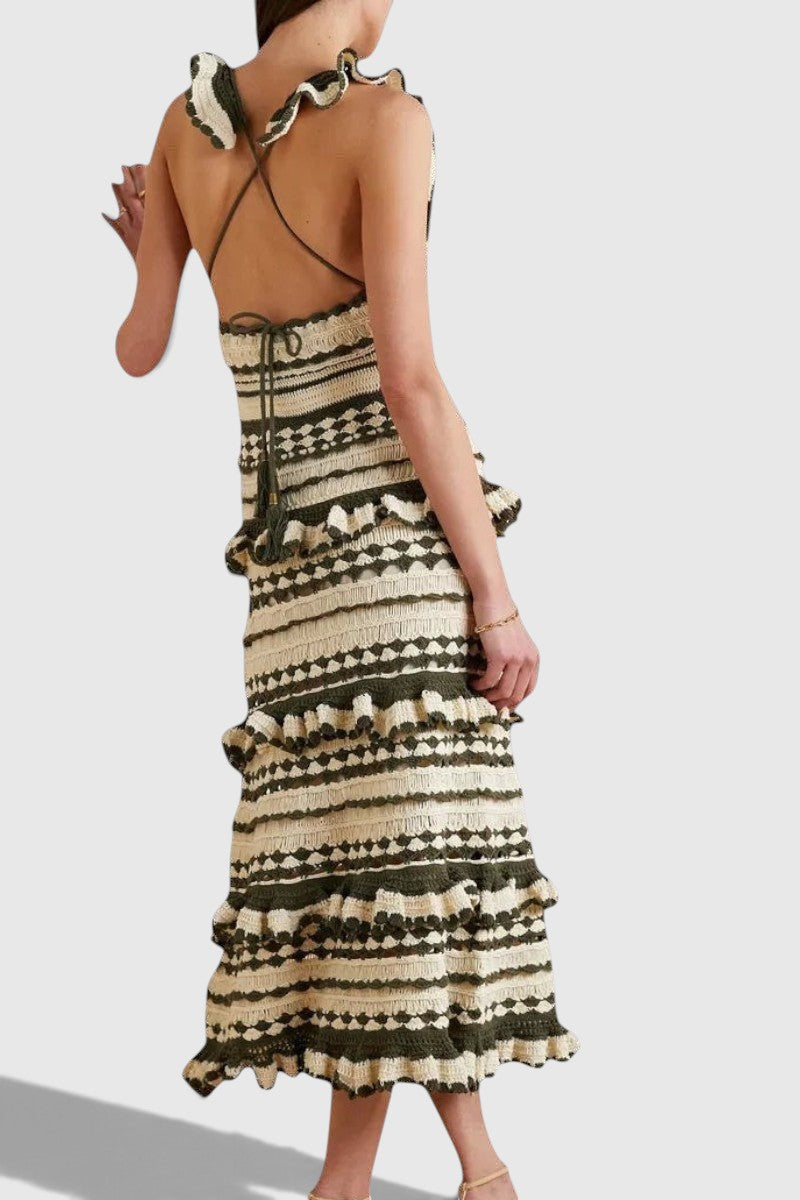 ZIMMERMAN Crochet Ruffled Midi Dress Size M